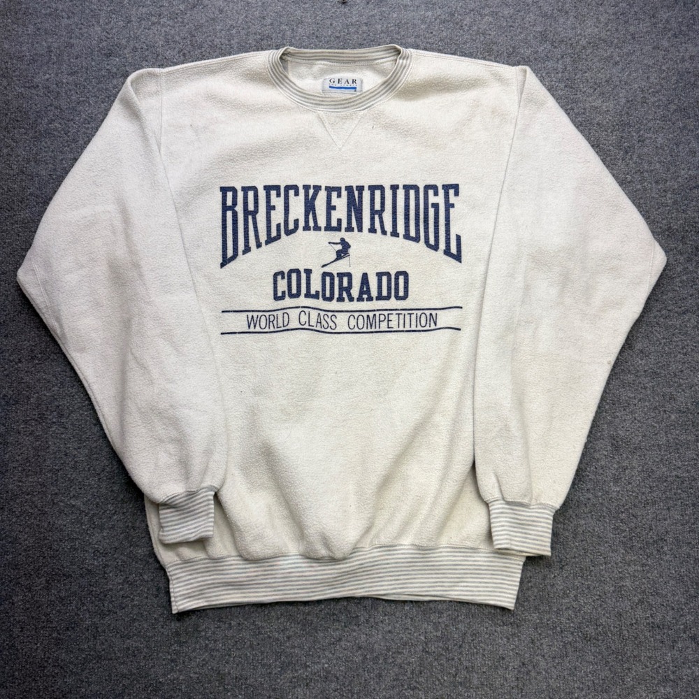 Vintage Gear For Sports Breckenridge‎ Colorado Fleece Sweatshirt Mens XXL White